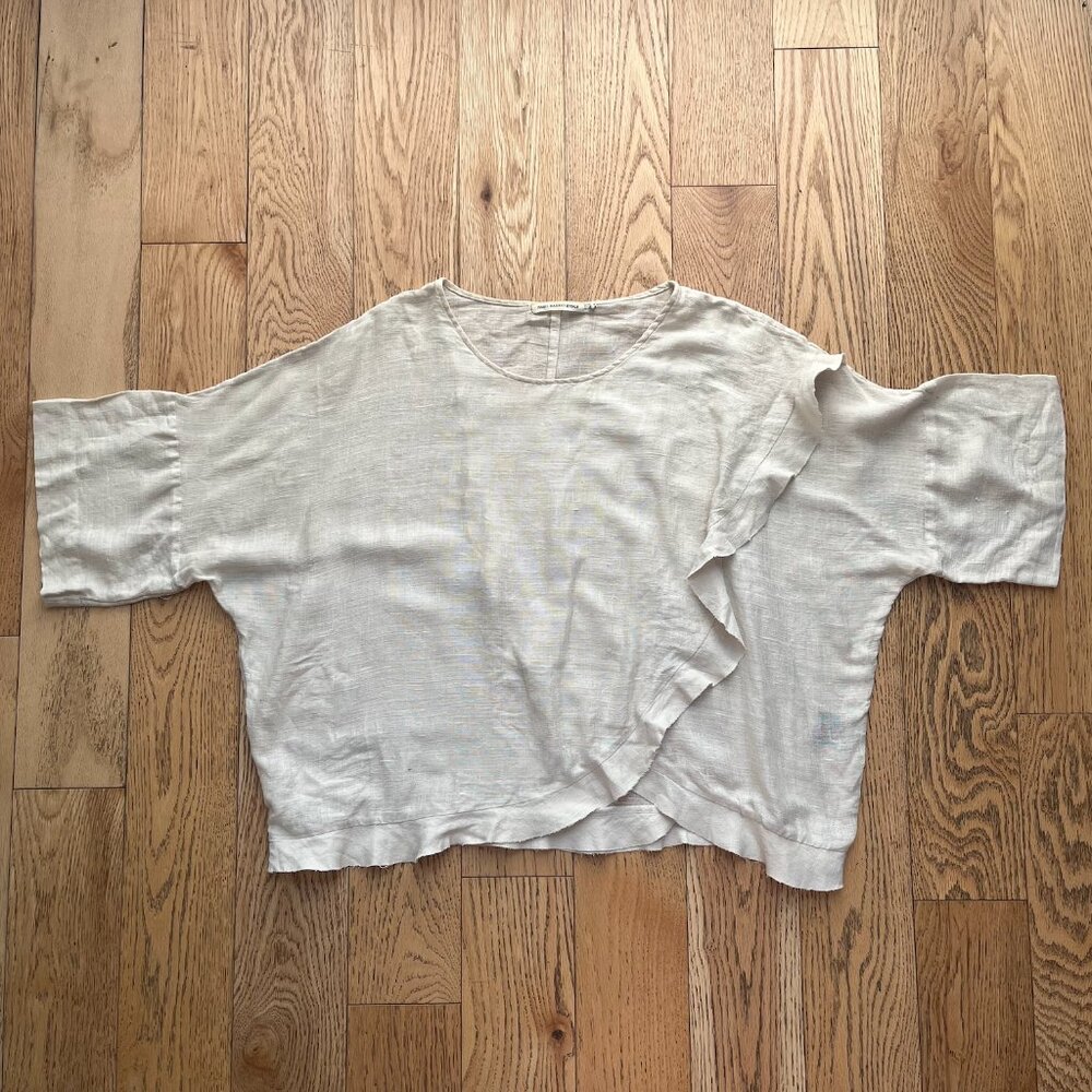 Isabel Marant Etoile - Asymmetric Ruffle Linen Short Sleeve Top